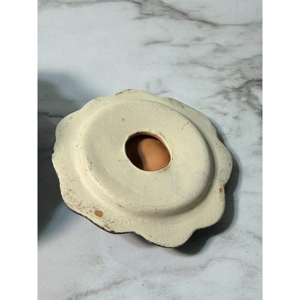 VTG Gourd/Pumpkin Ceramic Candle‎ Holder ~ Green ~ 3 x 3 (P2939)